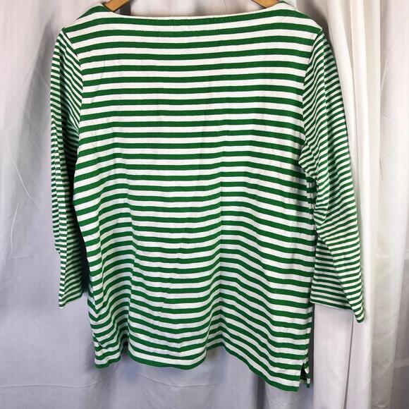 Lands End Green White Striped 100% Cotton Top Women’s Size Large EUC - Picture 7 of 9